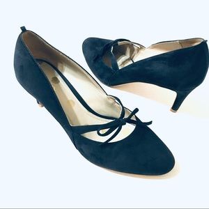 Boden Navy Blue Suede Leather Bow Accent Pumps Size 39.5EU/8.5US